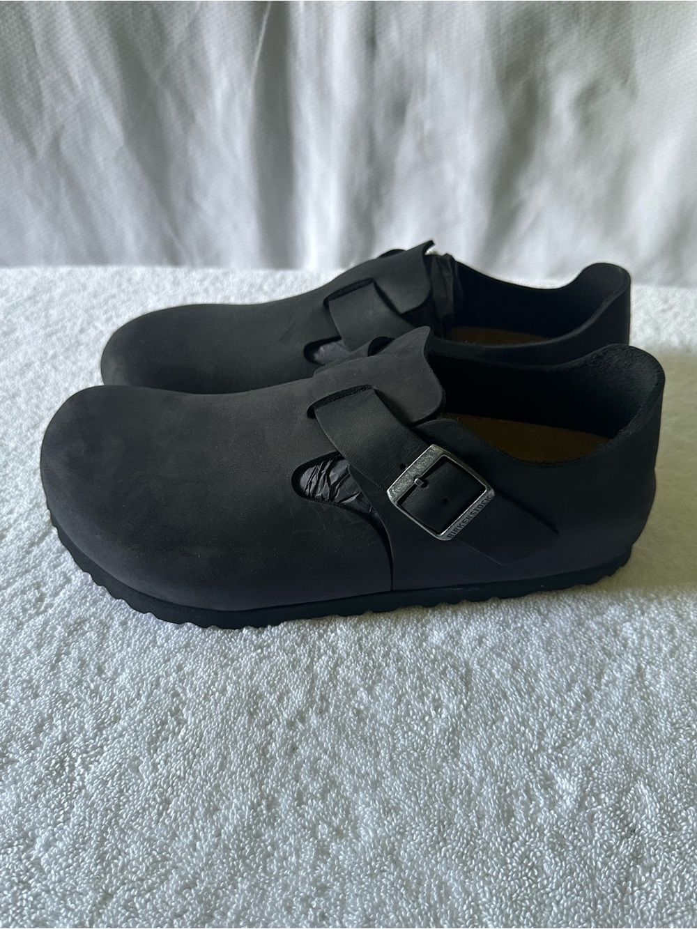 Birkenstock London BS Black Oiled Leather Clogs EU 39 US 8 Regular New Box - Picture 2 of 9